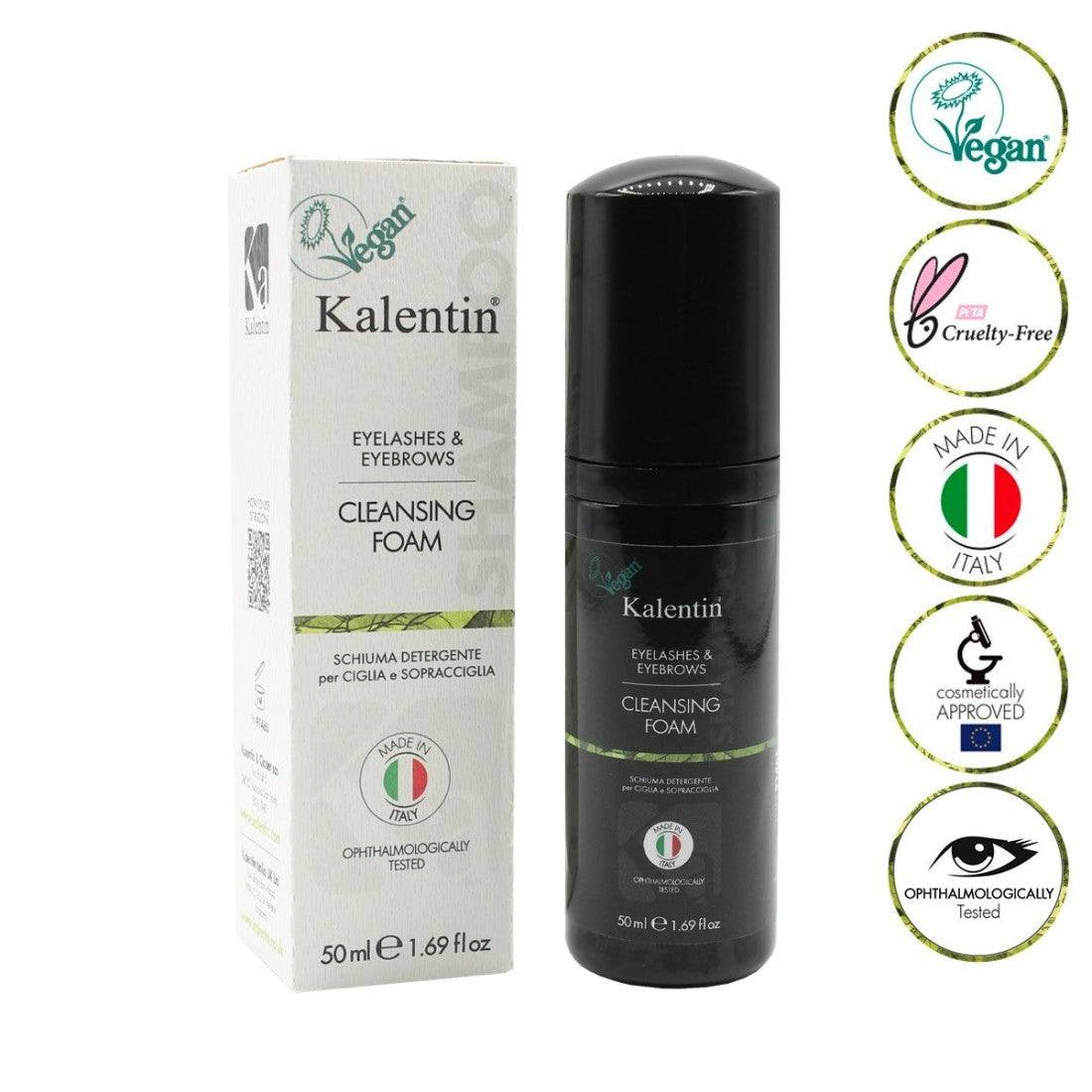 Mousse nettoyante cils et sourcils - Flacon de 50ml - Kalentin