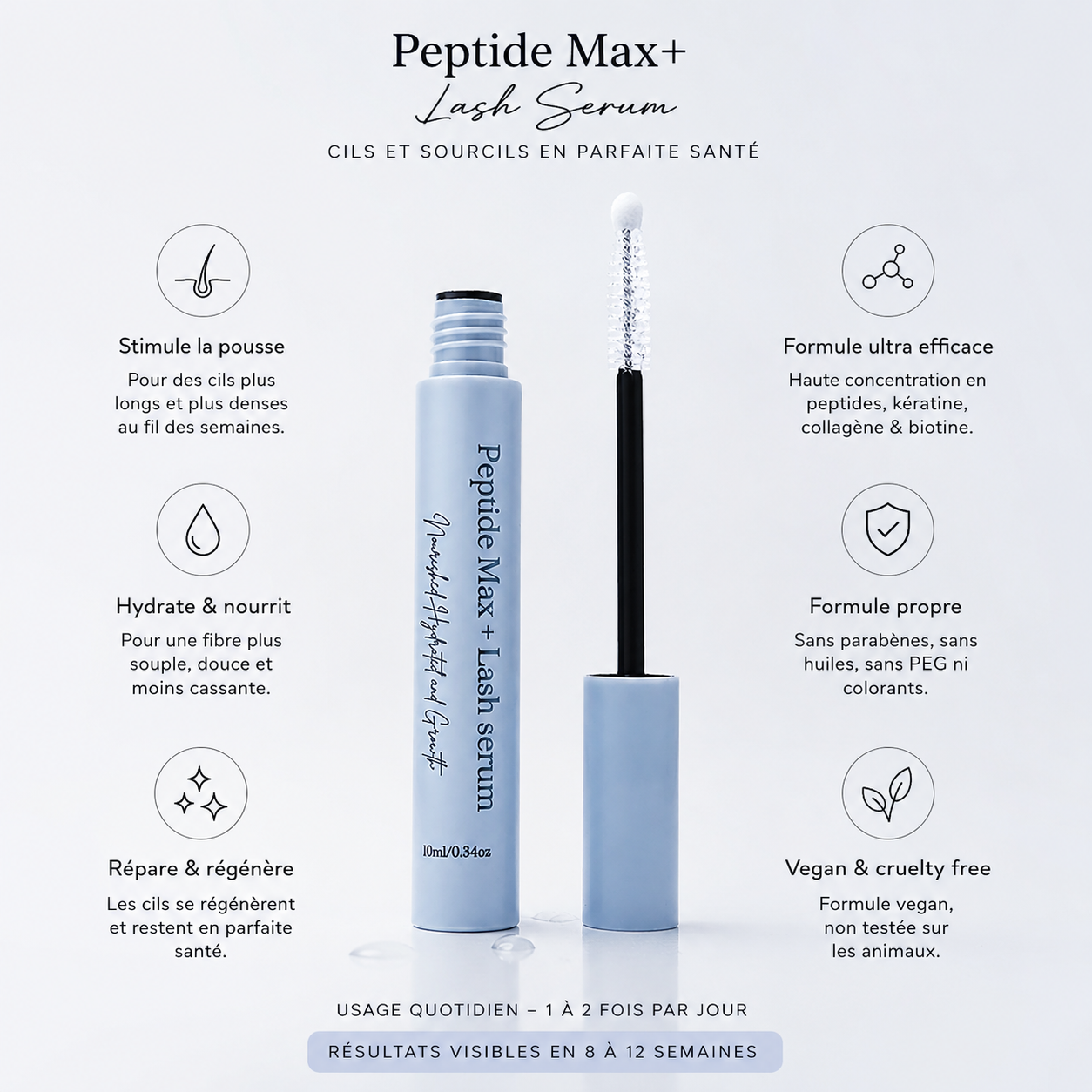 Sérum cils ultra nourrissant - Peptide Max+ Lash Serum Elysialab
